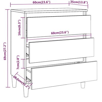 vidaXL Komoda hnedý dub 60x35x69 cm spracované drevo