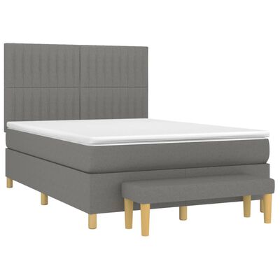 vidaXL Boxspring posteľ s matracom tmavosivá 140x190 cm látka