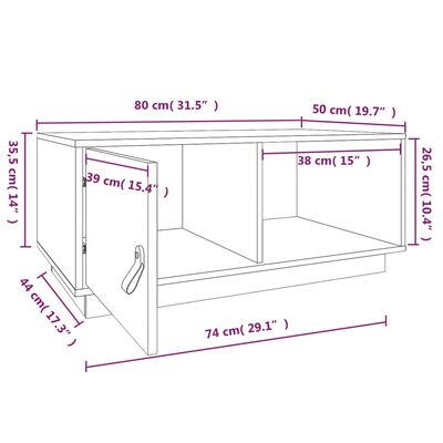 vidaXL Konferenčný stolík 80x50x35,5 cm borovicový masív