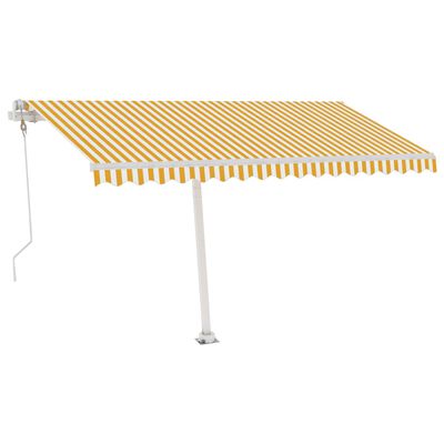 vidaXL Automatická markíza, LED a senzor vetra 450x300 cm, žltá/biela