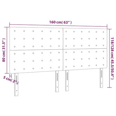 vidaXL Čelá postele 4 ks bledosivé 80x5x78/88 cm látka