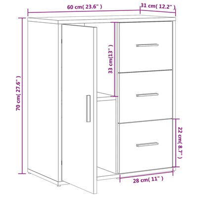 vidaXL Komoda sivá sonoma 60x31x70 cm kompozitné drevo