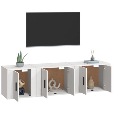 vidaXL 3-dielna súprava TV skriniek biela spracované drevo