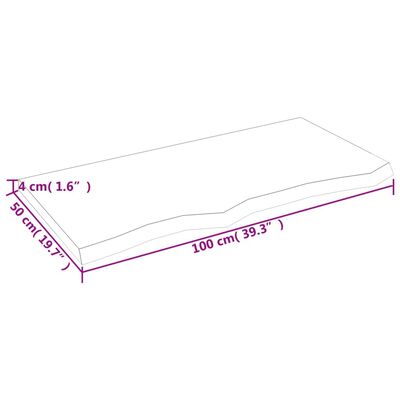 vidaXL Stolová doska bledohnedá 100x50x(2-4) cm ošetrený masívny dub