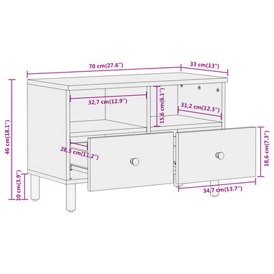 vidaXL TV skrinka 70x33x46 cm akáciový masív