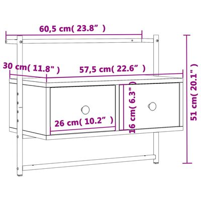 vidaXL TV skrinka nástenná sivá sonoma 60,5x30x51 cm kompozitné drevo