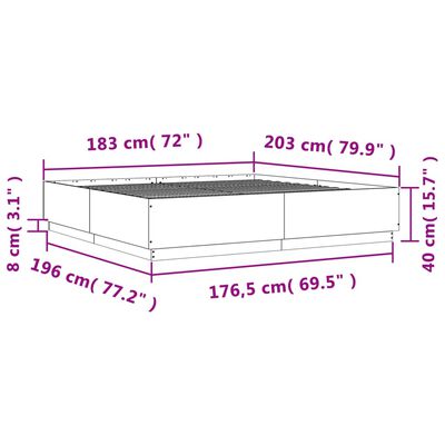 vidaXL Posteľný rám s LED svetlami sivý sonoma 180x200cm kompoz. drevo