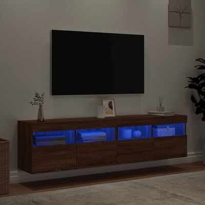 vidaXL TV nástenné skrinky s LED svetlami 2 ks hnedý dub 80x30x40 cm
