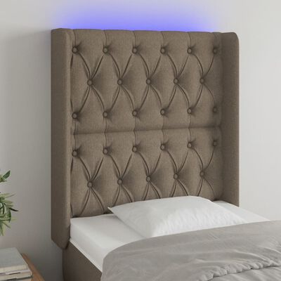 vidaXL Čelo postele s LED sivohnedé 83x16x118/128 cm látka