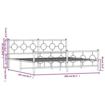 vidaXL Kovový rám postele s čelom a podnožkou čierny 200x200 cm