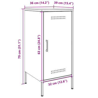 vidaXL Komoda biela 36x39x79 cm oceľ valcovaná za studena