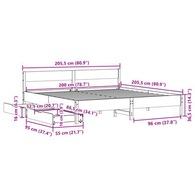 vidaXL Posteľ bez matraca voskovo hnedá 200x200 cm masívna borovica