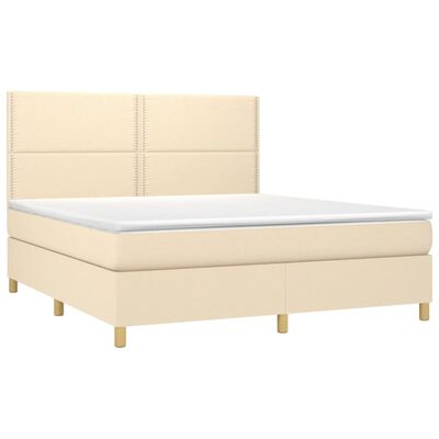 vidaXL Posteľný rám boxspring s matracom krémový 160x200 cm látka