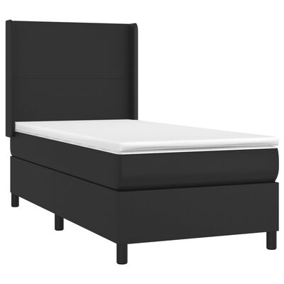 vidaXL Boxspring posteľ s matracom čierny 90x190 cm umelá koža