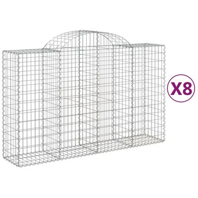 vidaXL Oblúkové gabionové koše 8 ks 200x50x120/140 cm pozink. železo