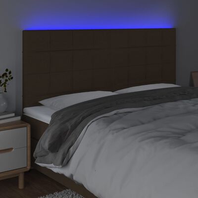 vidaXL Čelo postele s LED tmavohendé 180x5x118/128 cm látka