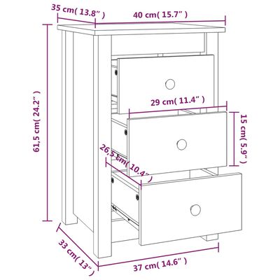 vidaXL Nočné stolíky 2 ks medovohnedé 40x35x61,5 cm borovicový masív