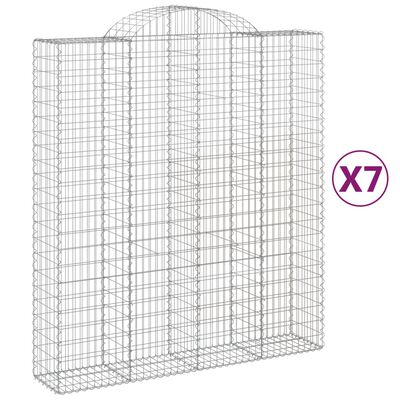 vidaXL Oblúkový gabionový kôš 7 ks 200x50x220/240cm pozinkované železo