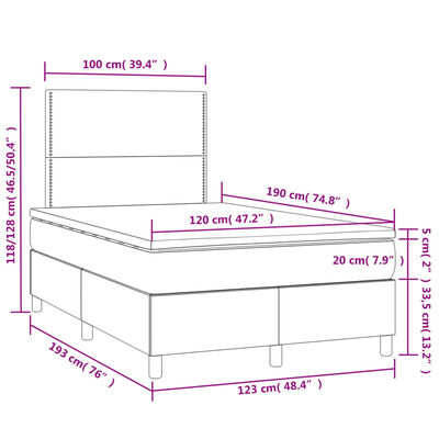 vidaXL Boxspring posteľ s matracom a LED krémová 120x190 cm látka