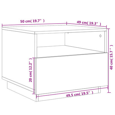 vidaXL Konferenčný stolík s LED svetlami čierny 50x49x40 cm