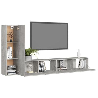 vidaXL 3-dielna súprava TV skriniek, betónovo sivá, kompozitné drevo