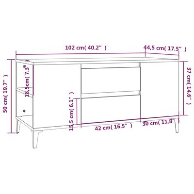 vidaXL TV skrinka hnedý dub 102x44,5x50 cm spracované drevo