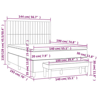 vidaXL Boxspring posteľ s matracom tmavosivá 140x190 cm látka