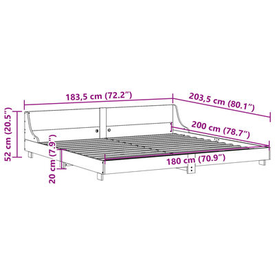 vidaXL Posteľ bez matraca biela 180x200 cm masívna borovica