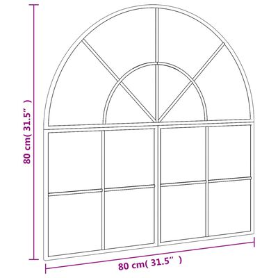 vidaXL Nástenné zrkadlo čierne 80x80 cm oblúkové železné