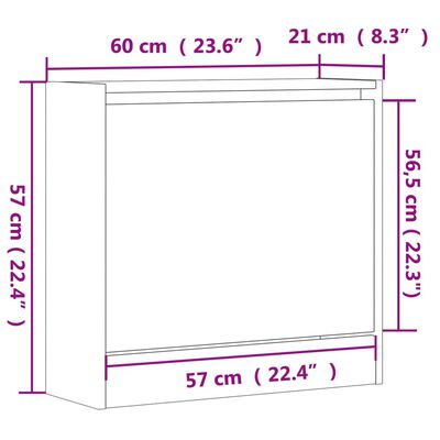 vidaXL Botník betónovo sivý 60x21x57 cm kompozitné drevo