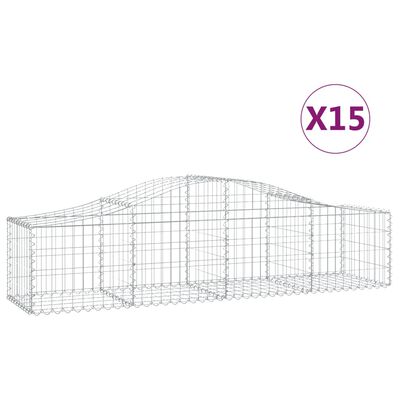 vidaXL Oblúkový gabionový kôš 15 ks 200x50x40/60 cm pozinkované železo