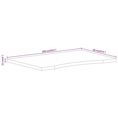 vidaXL Stolová doska so zakrivením 100x60x2,5 cm surový mangový masív