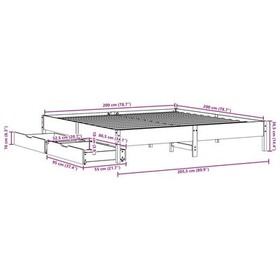 vidaXL Posteľ bez matraca voskovo hnedá 200x200 cm masívna borovica