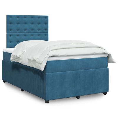 vidaXL Boxspring posteľ s matracom, tmavomodrá 120x190 cm, zamat