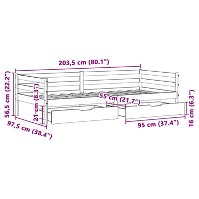 vidaXL Denná posteľ so zásuvkami 90x200 cm masívna borovica