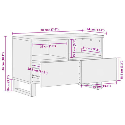 vidaXL TV skrinka 70x34x46 cm, akáciový masív