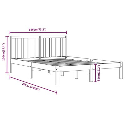 vidaXL Posteľný rám čierny borovicový masív 180x200 cm 6FT Super King