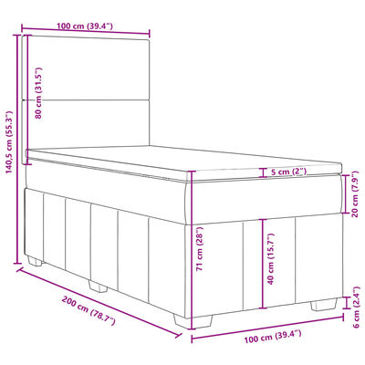 vidaXL Boxspring posteľ s matracom krémová 100x200 cm látka