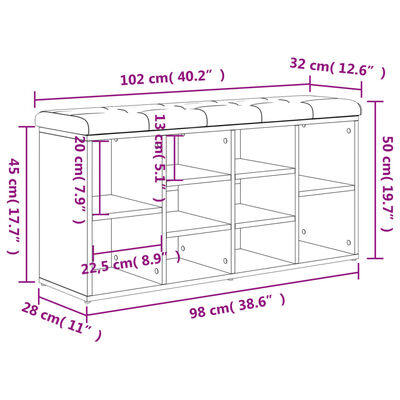 vidaXL Lavička na topánky dub sonoma 102x32x50 cm kompozitné drevo