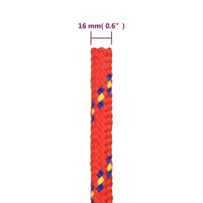 vidaXL Lodné lano červené 16 mm 100 m polypropylén