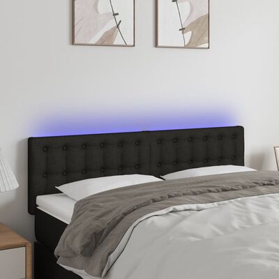 vidaXL Čelo postele s LED čierne 144x5x78/88 cm látka