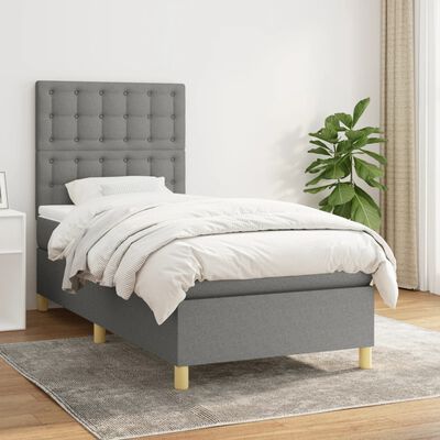 vidaXL Boxspring posteľ s matracom tmavosivá 90x200 cm látka