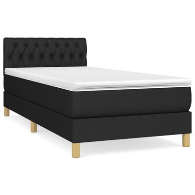 vidaXL Posteľný rám boxspring s matracom čierny 90x190 cm látka