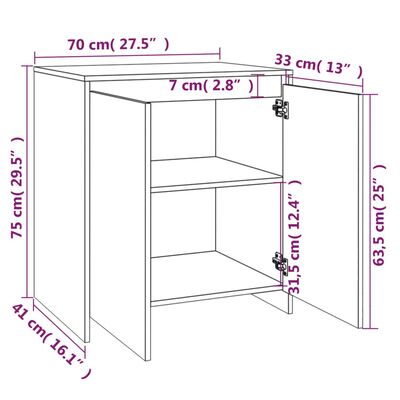 vidaXL Komoda sivá sonoma 70x41x75 cm spracované drevo