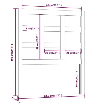 vidaXL Čelo postele sivé 80,5x4x100 cm masívna borovica