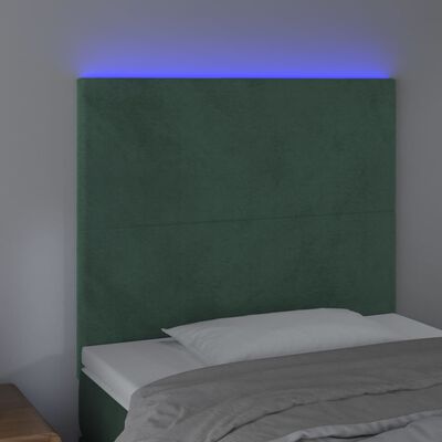 vidaXL Čelo postele s LED tmavozelené 100x5x118/128 cm zamat