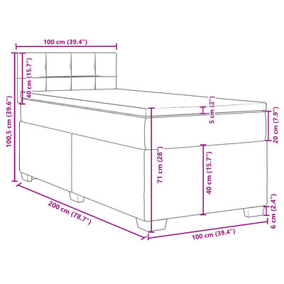 vidaXL Boxspring posteľ s matracom tmavosivá 100x200 cm látka