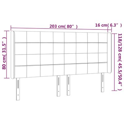 vidaXL Čelo postele s LED tmavozelené 203x16x118/128 cm zamat