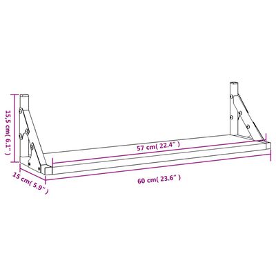 vidaXL Nástenné police 2 ks hnedý dub 60x15x15,5 cm