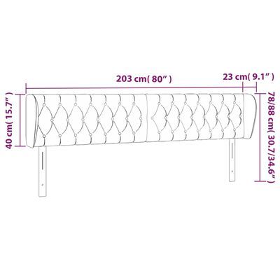 vidaXL Čelo postele so záhybmi tmavosivé 203x23x78/88 cm zamat